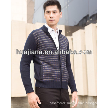 2015 fashion men's heavy cashmere zip cardigan